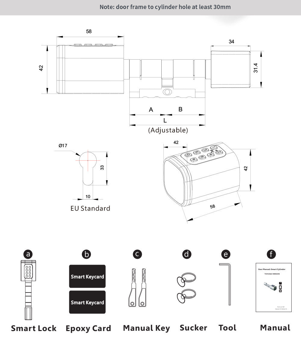 Bluetooth Password Card Smart Lock Cylinder - My Store